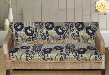 Nendle Poly Cotton Sofa Cover Set of 3+1+1 (Purple, 5 Seater)